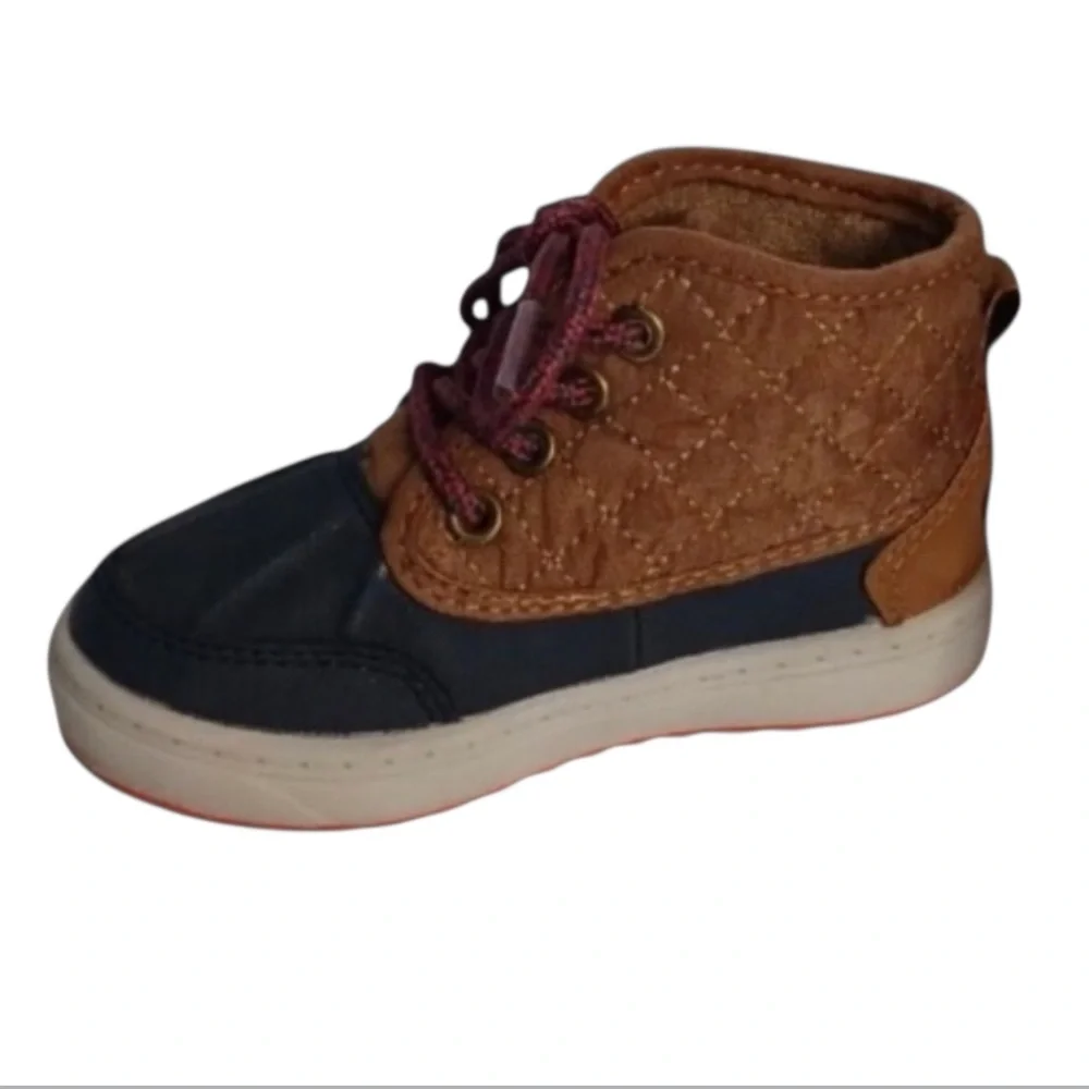 Oshkosh B’Gosh Tarin Brown & Blue Kids High Top Duck Boots Lace Up Shoes Sz 5